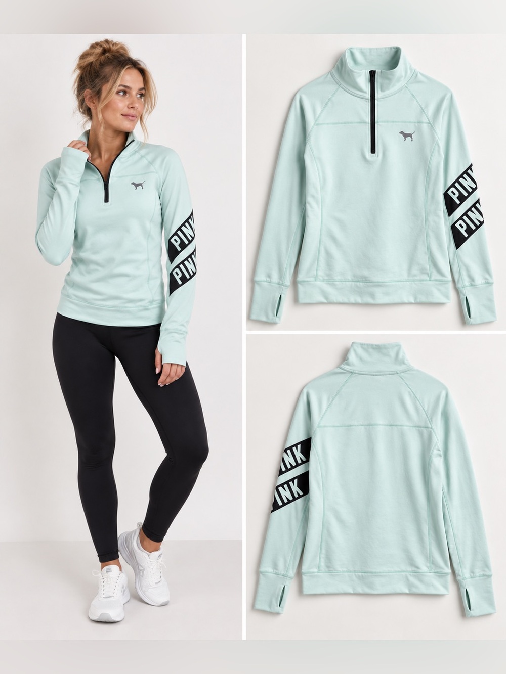 Victoria’s Secret PINK Ultimate Half Zip Pullover S Mint Green Athletic